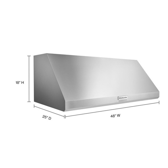 Kitchenaid® Hotte de cuisinière murale de style commercial à classe de moteur de 585 ou 1170 pi cu/min - 48 po KVWC908KSS