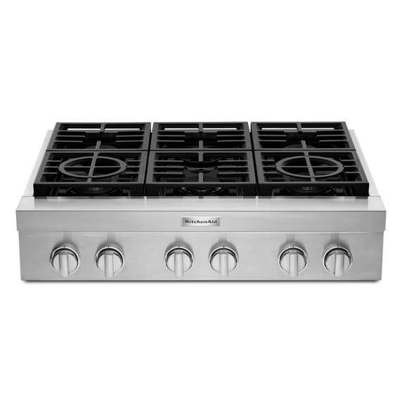 Table de cuisson commerciale au gaz KitchenAid®, 6 brûleurs, 36 po KCGC506JSS