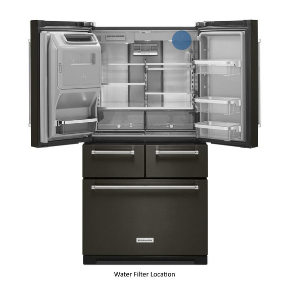 Kitchenaid® Réfrigérateur non encastré à portes multiples avec intérieur platine et fini PrintShieldTM - 25.8 pi cu - 36 po KRMF706EBS