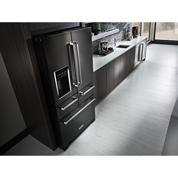 Kitchenaid® Réfrigérateur non encastré à portes multiples avec intérieur platine et fini PrintShieldTM - 25.8 pi cu - 36 po KRMF706EBS