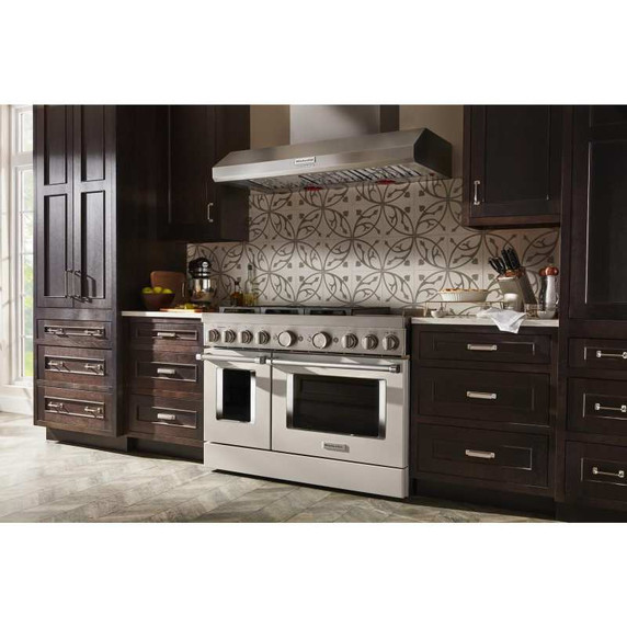 Kitchenaid® Hotte de cuisinière murale de style commercial à classe de moteur de 585 ou 1170 pi cu/min - 48 po KVWC958KSS