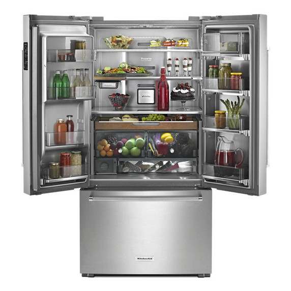 Kitchenaid® Réfrigérateur à portes françaises à profondeur de comptoir avec fini PrintShield™ - 23.8 pi cu - 36 po KRFC704FPS