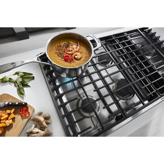 Kitchenaid® Table de cuisson au gaz à évacuation descendante avec 5 brûleurs - 36 po KCGD506GSS