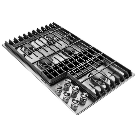 Kitchenaid® Table de cuisson au gaz à évacuation descendante avec 5 brûleurs - 36 po KCGD506GSS