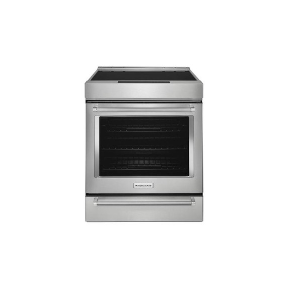 Kitchenaid® Cuisinière à induction et à convection coulissante de 30 pouces avec commandes frontales, 4 brûleurs et friture à air KSIS730PSS