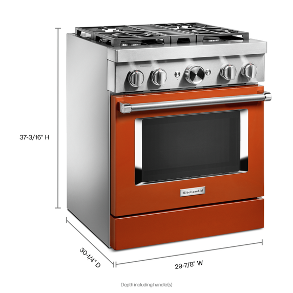 Kitchenaid® Cuisinière commerciale intelligente bicombustible avec 4 brûleurs - 30 po KFDC500JSC