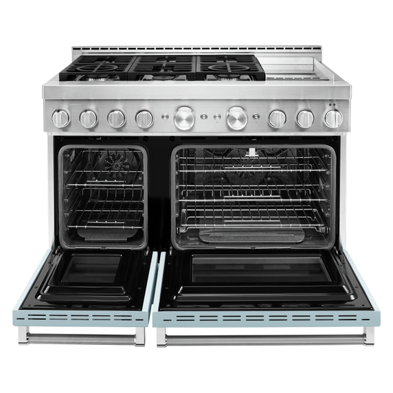 Cuisinière commerciale intelligente au gaz KitchenAid® avec plaque chauffante, 48 po KFGC558JMB