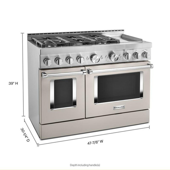 Cuisinière commerciale intelligente au gaz KitchenAid® avec plaque chauffante, 48 po KFGC558JMH