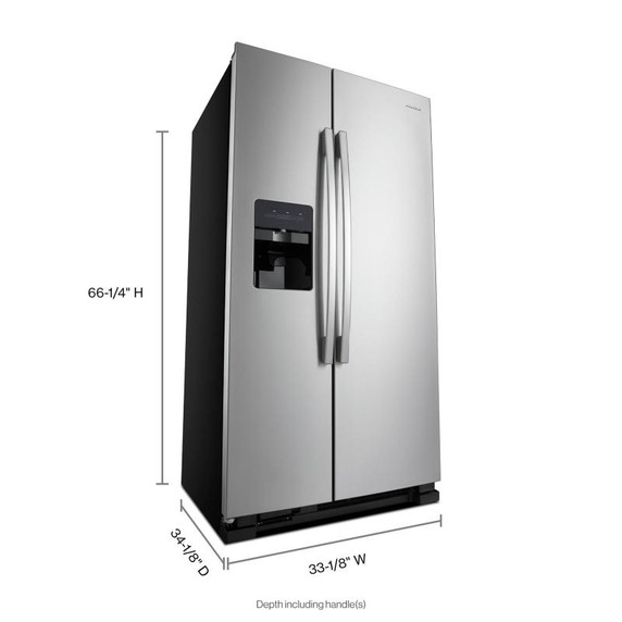 Amana® Réfrigérateur côte à côte avec distributeur externe d’eau et de glaçons à deux palettes, 33 po ASI2175GRS