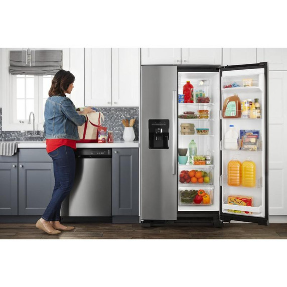 Amana® Réfrigérateur côte à côte avec distributeur externe d’eau et de glaçons à deux palettes, 33 po ASI2175GRS