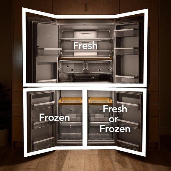 Kitchenaid® Réfrigérateur à 4 portes et profondeur de comptoir avec zone de température flexible et fini PrintShield™ de 36 po et 19.4 pi cu KRQC736RPS
