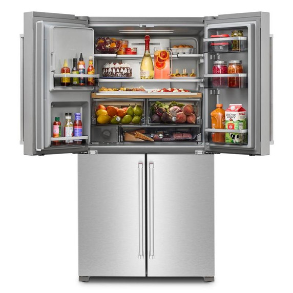 Kitchenaid® Réfrigérateur à 4 portes et profondeur de comptoir avec zone de température flexible et fini PrintShield™ de 36 po et 19.4 pi cu KRQC736RPS