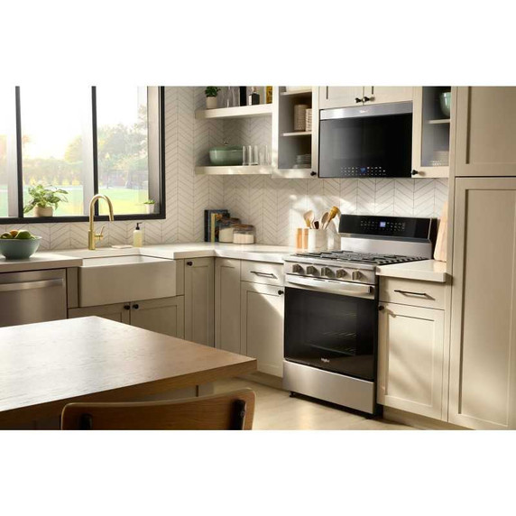Whirlpool® Cuisinière au gaz intelligente de 30 pouces avec technologie de cuisson à air, auto-nettoyage/netoyage à la vapeur, préchauffage rapide avec capacité de 5.3 pi cu WFGS7530RZ