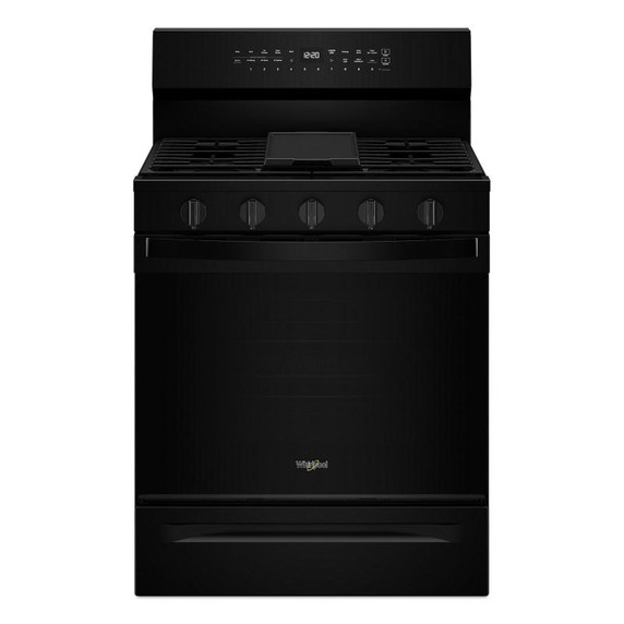 Whirlpool® Cuisinière au gaz intelligente de 30 pouces avec technologie de cuisson à air, auto-nettoyage/netoyage à la vapeur, préchauffage rapide avec capacité de 5.3 pi cu WFGS7530RB