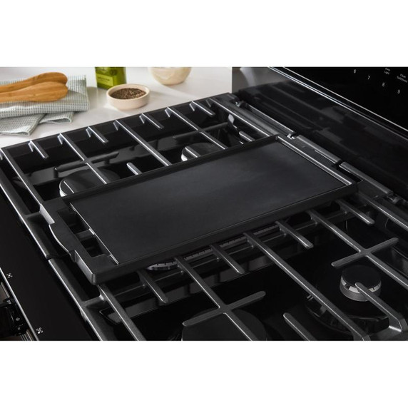 Whirlpool® Cuisinière au gaz intelligente de 30 pouces avec technologie de cuisson à air, auto-nettoyage/netoyage à la vapeur, préchauffage rapide avec capacité de 5.3 pi cu WFGS7530RB