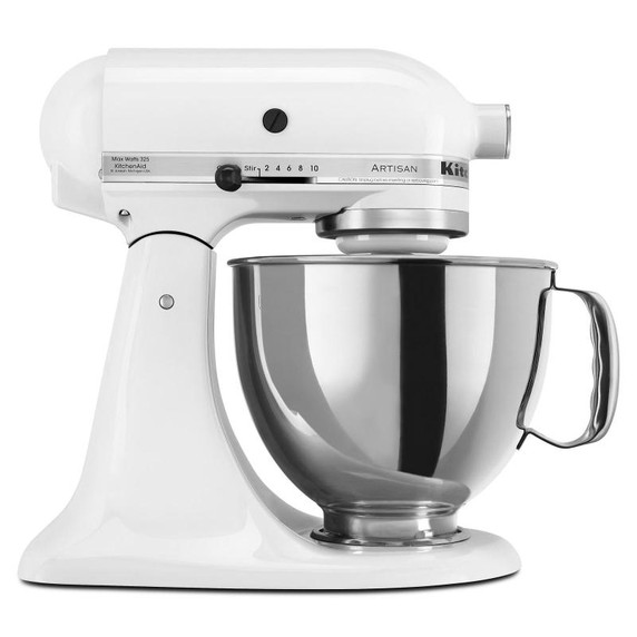 Batteur sur socle à tête inclinable KitchenAid de 4.7 L (5 pintes) de la série Artisan KSM150PSWH