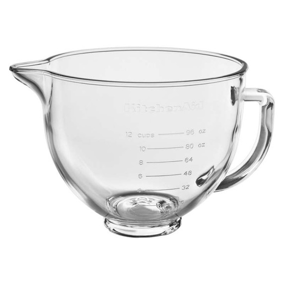 Kitchenaid® Bol à mélanger en verre de 5 pintes avec marques graduées et couvercle pour batteur sur socle à tête inclinable KSM5GB