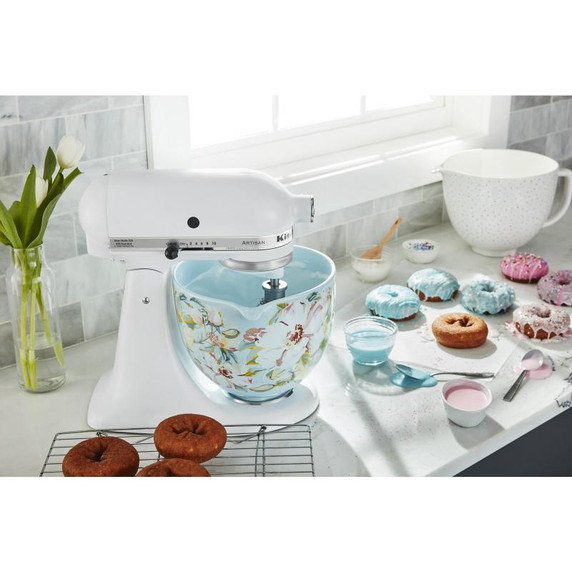 Kitchenaid® Bol en céramique de 5 pintes avec motifs de jasmins blancs KSM2CB5PWG