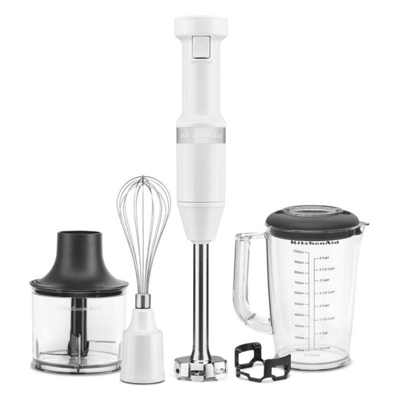 Kitchenaid® Mélangeur à main câblé à vitesses variablesavec accessoires. KHBV83WH