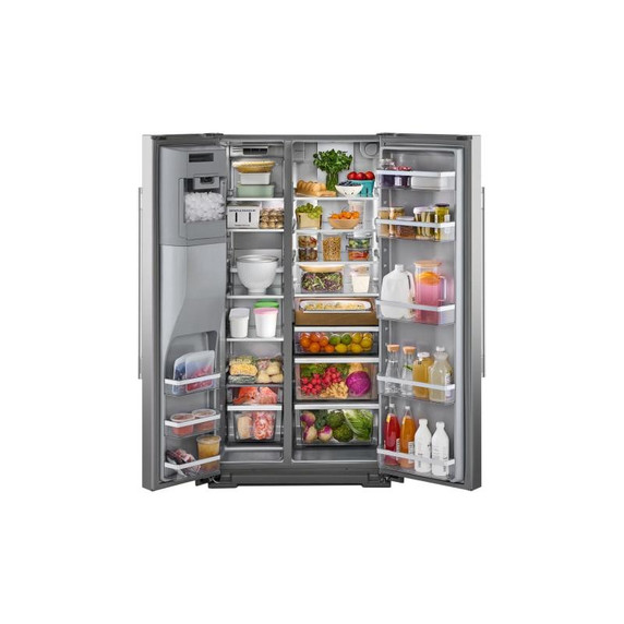 Kitchenaid® Réfrigérateur côte à côte à profondeur de comptoir, avec distributeur d’eau et de glaçons extérieur et fini PrintShield™ - 20.8 pi cu KRSC536RPS