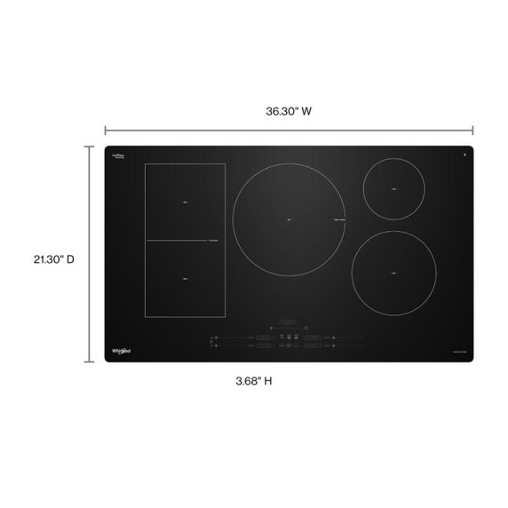 Whirlpool® Table de cuisson à induction intelligente avec technologie Temp Cook™ et revêtement WipeClean™ - 36 po WCIT7536SB