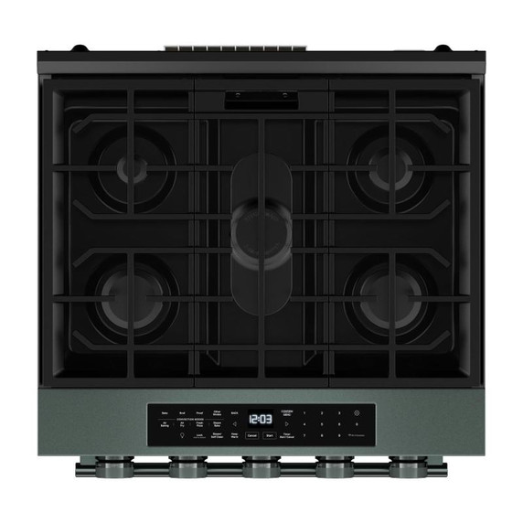 Kitchenaid® Cuisinière au gaz coulissante intelligente avec modes de cuisson à convection et brûleur 2 en 1 - 5 pi cu KSGS530SJP