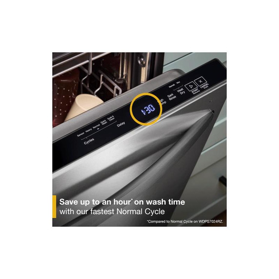 Lave-vaisselle Whirlpool® de 24 pouces avec fonction de lavage à couverture totale et séchage automatique à l'air libre, en acier inoxydable résistant aux traces de doigts WDTS8024SZ