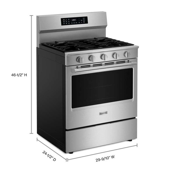 Maytag® Cuisinière au gaz non encastrée avec mode Gril et friture à air sans préchauffage - 5 pi cu - 30 po MFGS7030SZ