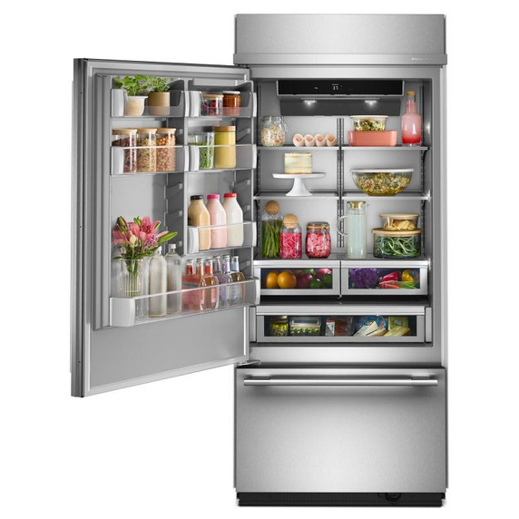 Kitchenaid® Réfrigérateur encastré à congélateur inférieur avec intérieur platine - 36 po - 20.8 pi cu KBBL336SPS