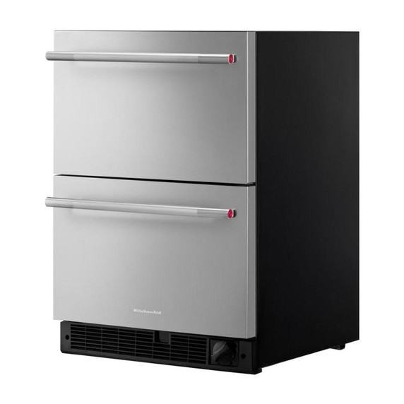 Kitchenaid® Réfrigérateur/congélateur sous le comptoir en acier inoxydable à double tiroir - 24 po KUCT524SSB
