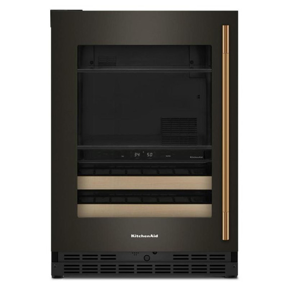 Kitchenaid® Centre de rafraîchissements avec porte en verre et porte-bouteilles à devant en bois - 24 po KUBL524SBE