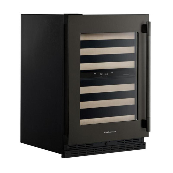 Kitchenaid® Cellier sous le comptoir avec porte-bouteilles à devant en bois à pleine extension - 24 po KUWL524SBE