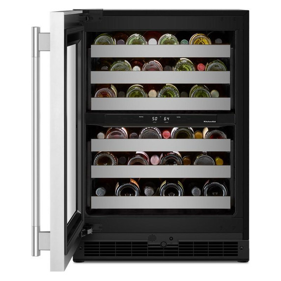 Kitchenaid® Cellier sous le comptoir avec porte-bouteilles à devant en métal à pleine extension - 24 po KUWR324SSB