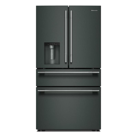 Kitchenaid® Réfrigérateur à portes françaises avec distributeur d’eau et de glaçons extérieur et tiroir réfrigéré pleine largeur FreshChill™ - 29 pi cu KRMF436SJP