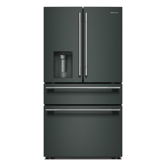 Kitchenaid® Réfrigérateur à portes françaises avec distributeur d’eau et de glaçons extérieur et tiroir réfrigéré pleine largeur FreshChill™ - 29 pi cu KRMF436SJP
