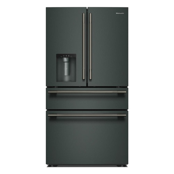 Kitchenaid® Réfrigérateur à portes françaises avec distributeur d’eau et de glaçons extérieur et tiroir réfrigéré pleine largeur FreshChill™ - 29 pi cu KRMF436SJP