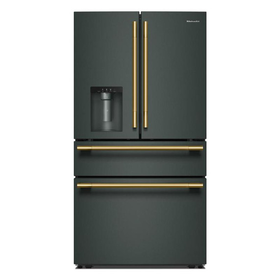 Kitchenaid® Réfrigérateur à portes françaises avec distributeur d’eau et de glaçons extérieur et tiroir réfrigéré pleine largeur FreshChill™ - 29 pi cu KRMF436SJP
