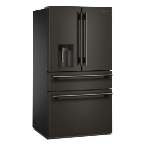 Kitchenaid® Réfrigérateur à portes françaises avec distributeur d’eau et de glaçons extérieur et tiroir réfrigéré pleine largeur FreshChill™ - 29 pi cu KRMF436SBE
