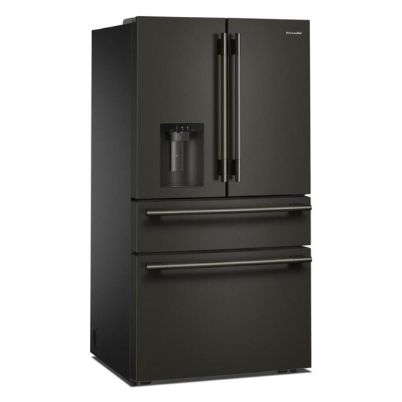 Kitchenaid® Réfrigérateur à portes françaises avec distributeur d’eau et de glaçons extérieur et tiroir réfrigéré pleine largeur FreshChill™ - 29 pi cu KRMF436SBE