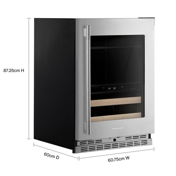 Kitchenaid® Centre de rafraîchissements avec porte en verre et porte-bouteilles à devant en bois - 24 po KUBR524SPS