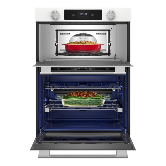 Kitchenaid® Four mural combiné électrique intelligent de 30 pouces avec modes de cuisson assistée - Blanc KOEC730SWH