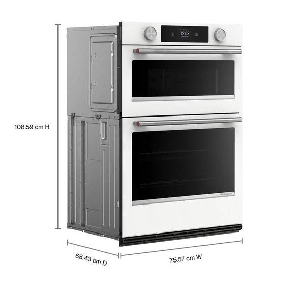 Kitchenaid® Four mural combiné électrique intelligent de 30 pouces avec modes de cuisson assistée - Blanc KOEC730SWH