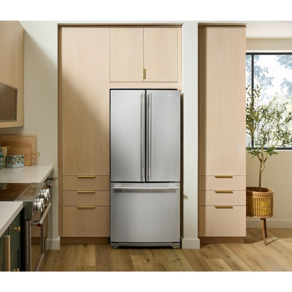Kitchenaid® Réfrigérateur à portes françaises et profondeur standard avec distributeur d'eau intérieur , fini PrintShield™ - 30 po - 20 pi cu KRFF330SPS