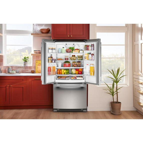 Kitchenaid® Réfrigérateur à portes françaises, profondeur standard et distributeur intérieur de 22 pi cu - 33 po KRFF333SPS