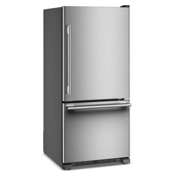 Kitchenaid® Réfrigérateur à congélateur inférieur et profondeur standard avec porte à charnière à droite de 19 pi cu - 30 po KRBR130SPS