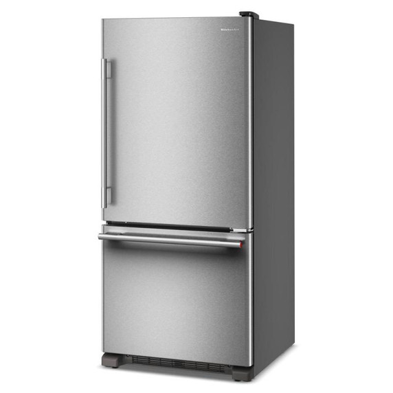 Kitchenaid® Réfrigérateur à congélateur inférieur et profondeur standard avec porte à charnière à droite de 19 pi cu - 30 po KRBR130SPS
