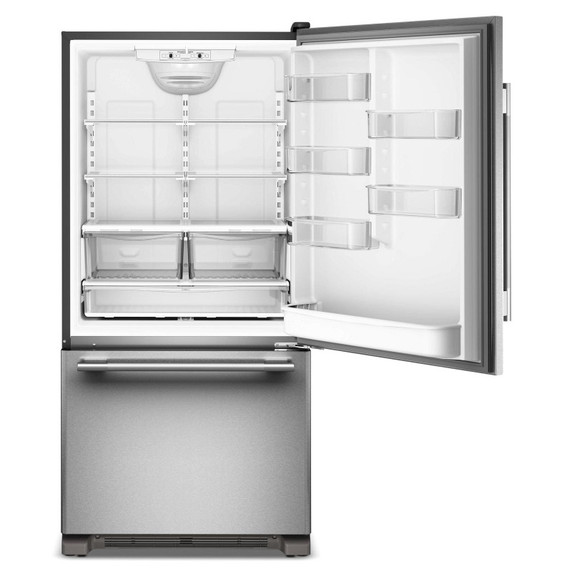 Kitchenaid® Réfrigérateur à congélateur inférieur et profondeur standard avec porte à charnière à droite de 22 pi cu - 33 po KRBR133SPS