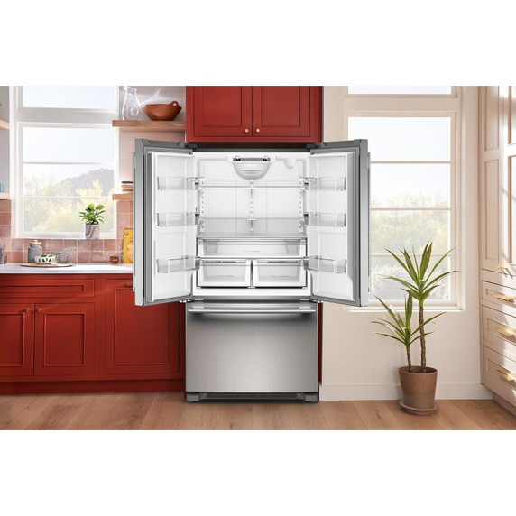 Kitchenaid® Réfrigérateur à portes françaises, profondeur standard et distributeur intérieur de 25 pi cu - 36 po KRFF136SPS