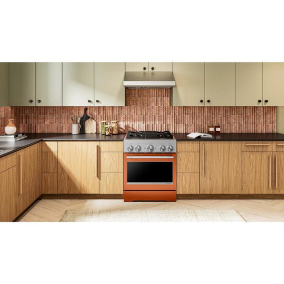 Kitchenaid® Cuisinière bicombustible de style commercial à 4 brûleurs avec mode de friture à air sans préchauffage de 30 po KFDS930SSC