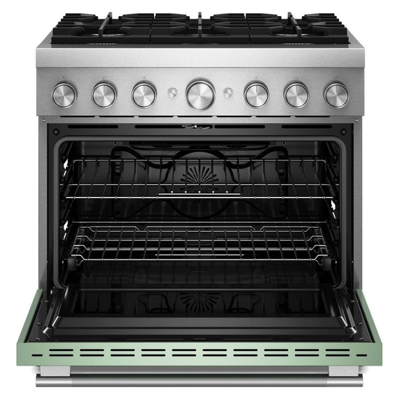 Kitchenaid® Cuisinière bicombustible de style commercial à 6 brûleurs avec mode de friture à air sans préchauffage de 36 po KFDS936SDC